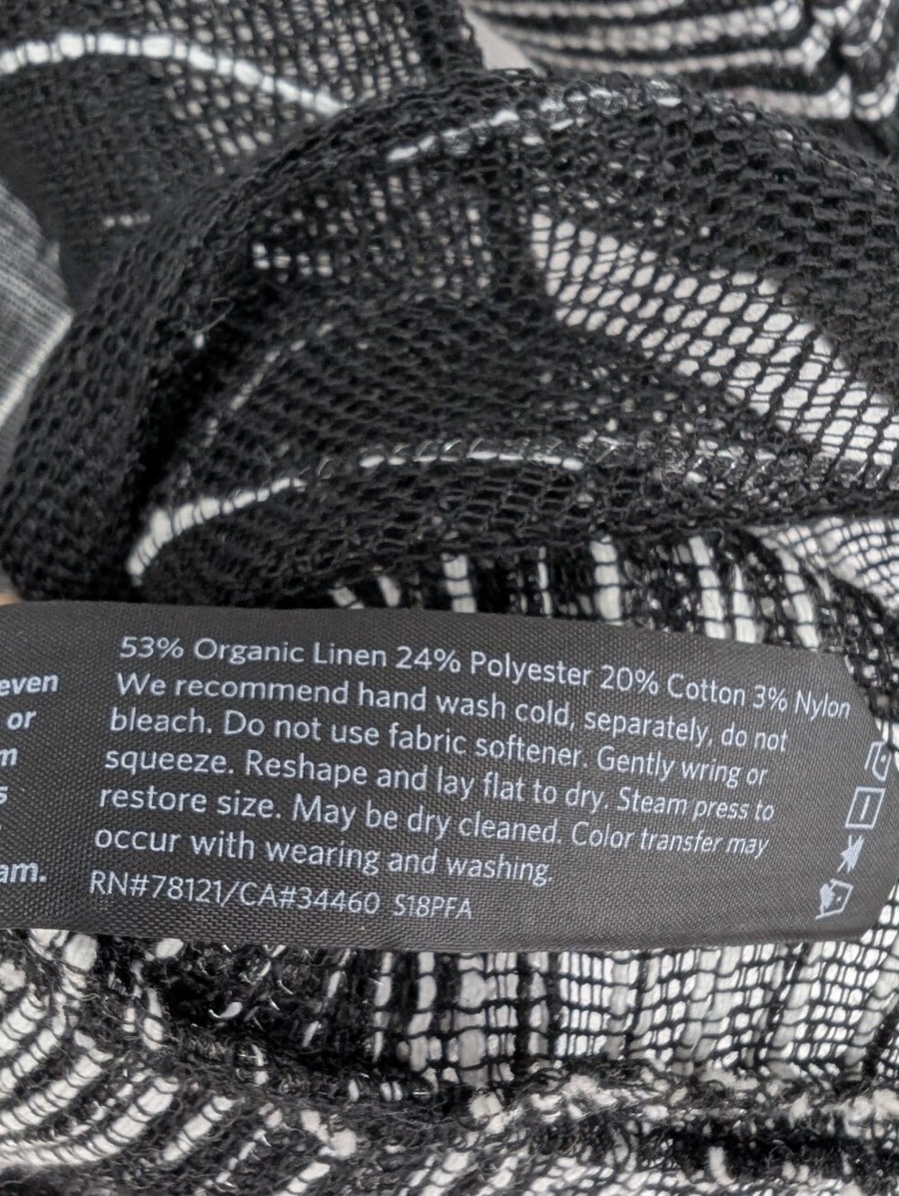 Eileen Fisher Illusion Organic Linen Mesh Bateau Neck Top Black Small - Picture 7 of 8